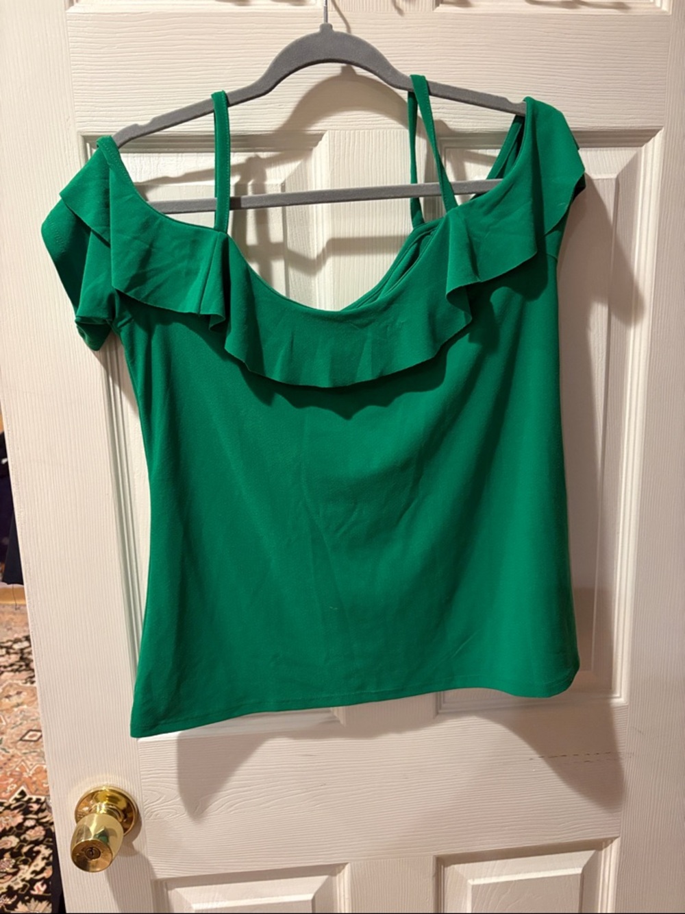 Bar III Emerald Green Ruffle Off-Shoulder Camisole